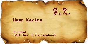 Haar Karina névjegykártya